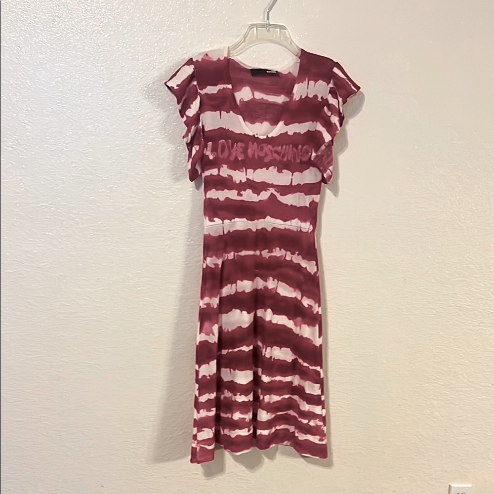 Moshino Red Pink Tie-Dye Dress Lightweight Knit